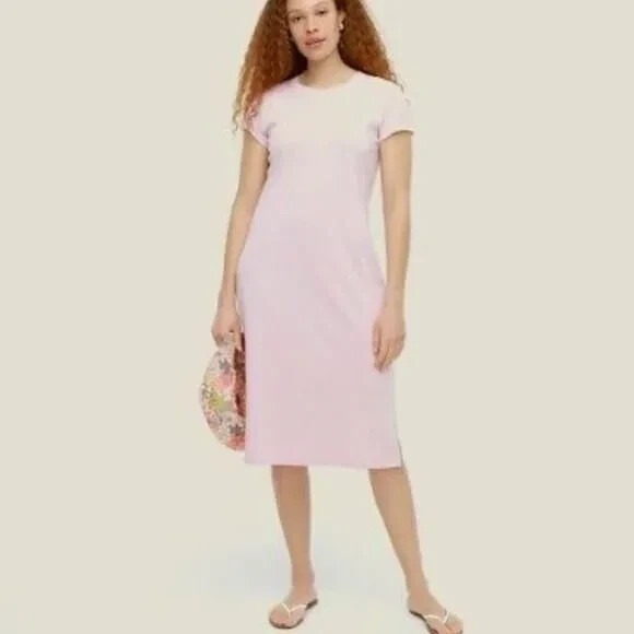J‎ Crew Pink Cotton Jersey Casual Short Sleeve T Shirt Dress Made In India Small - Picture 1 of 10